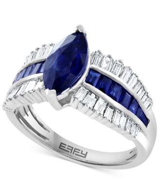 EFFY Collection - Sapphire (2-3/8 ct. t.w.) & Diamond (1/2 ct. t.w.) Marquise Statement Ring in 14k White Gold