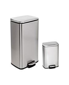 Stainless Steel Step Trash Cans with Lid, Set of 2