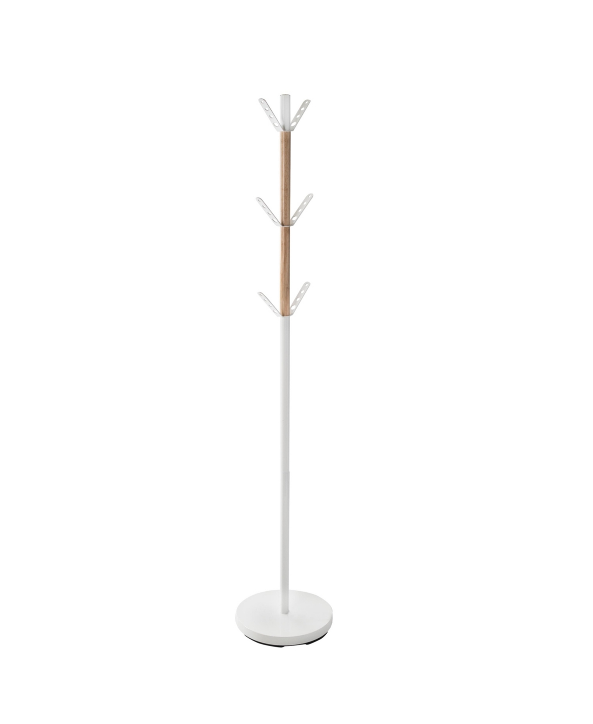 Modern Standing with Wood Accent Coat Rack - White