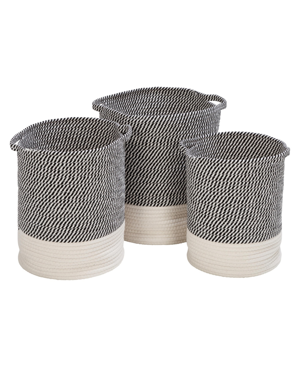 Shop Honey Can Do Storage Organization Two-tone Cotton Rope Baskets, Set Of 3 In Gray
