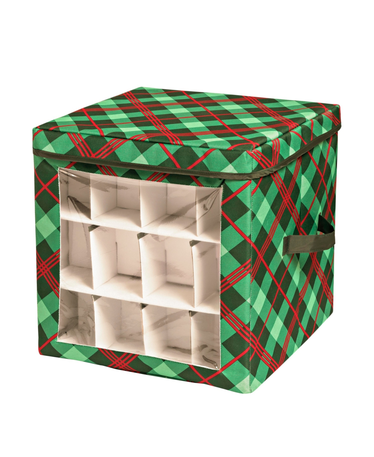 Honey Can Do Plaid Ornament Storage Cube In Red