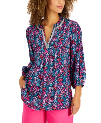 Charter Club - Women's Garden Print Linen Tunic