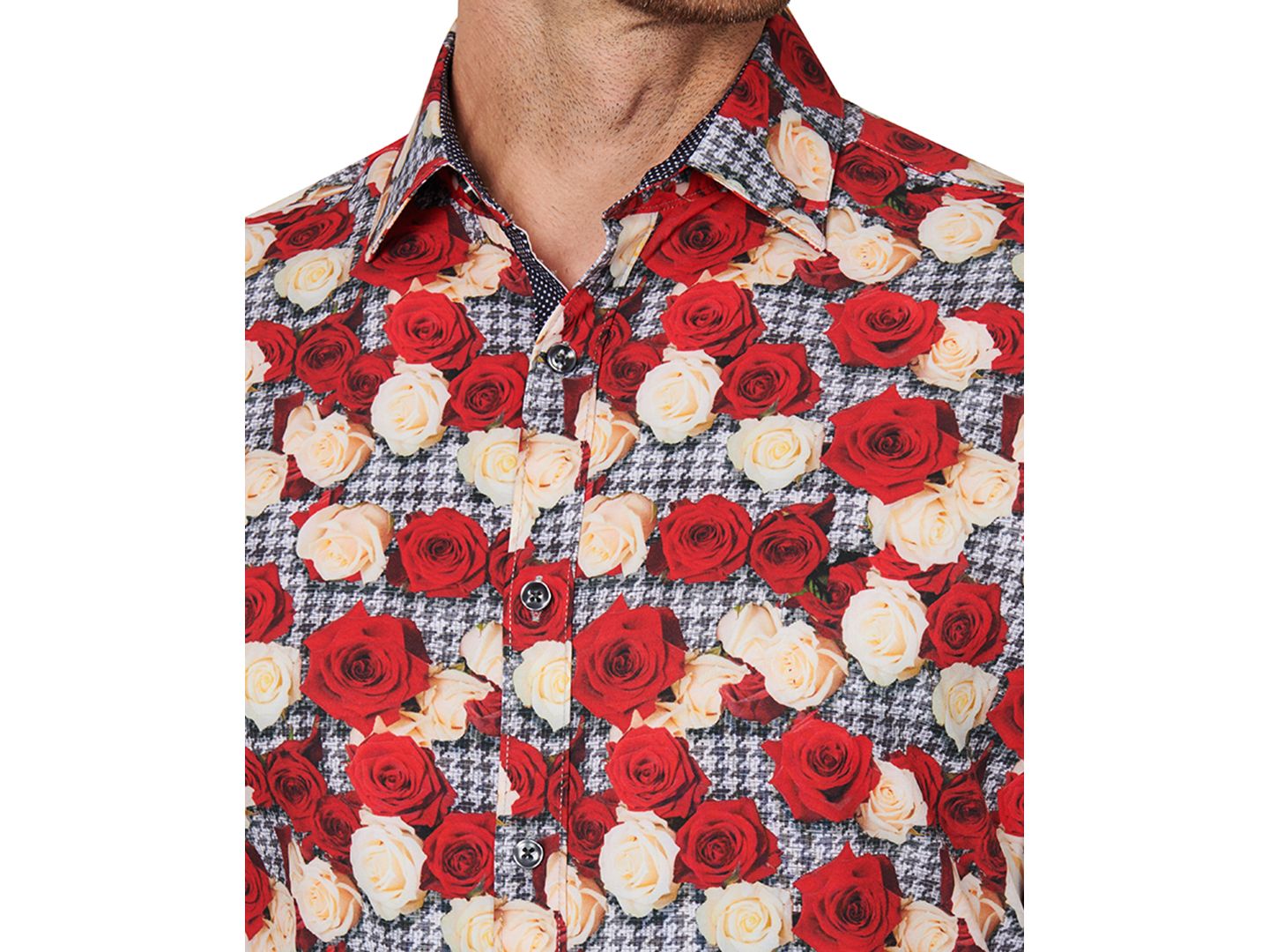 Мужская рубашка Society of Threads Slim Fit Non-Iron Floral-Print Performance Stretch Dress Shirt, цвет: Разноцветный — фото 4