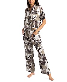 Women's Printed Dropped-Shoulder & Pajama Pants Set
