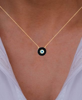 Cubic Zirconia & Enamel Evil Eye Pendant Necklace in 14k Gold-Plated Sterling Silver, 16" + 1" extender