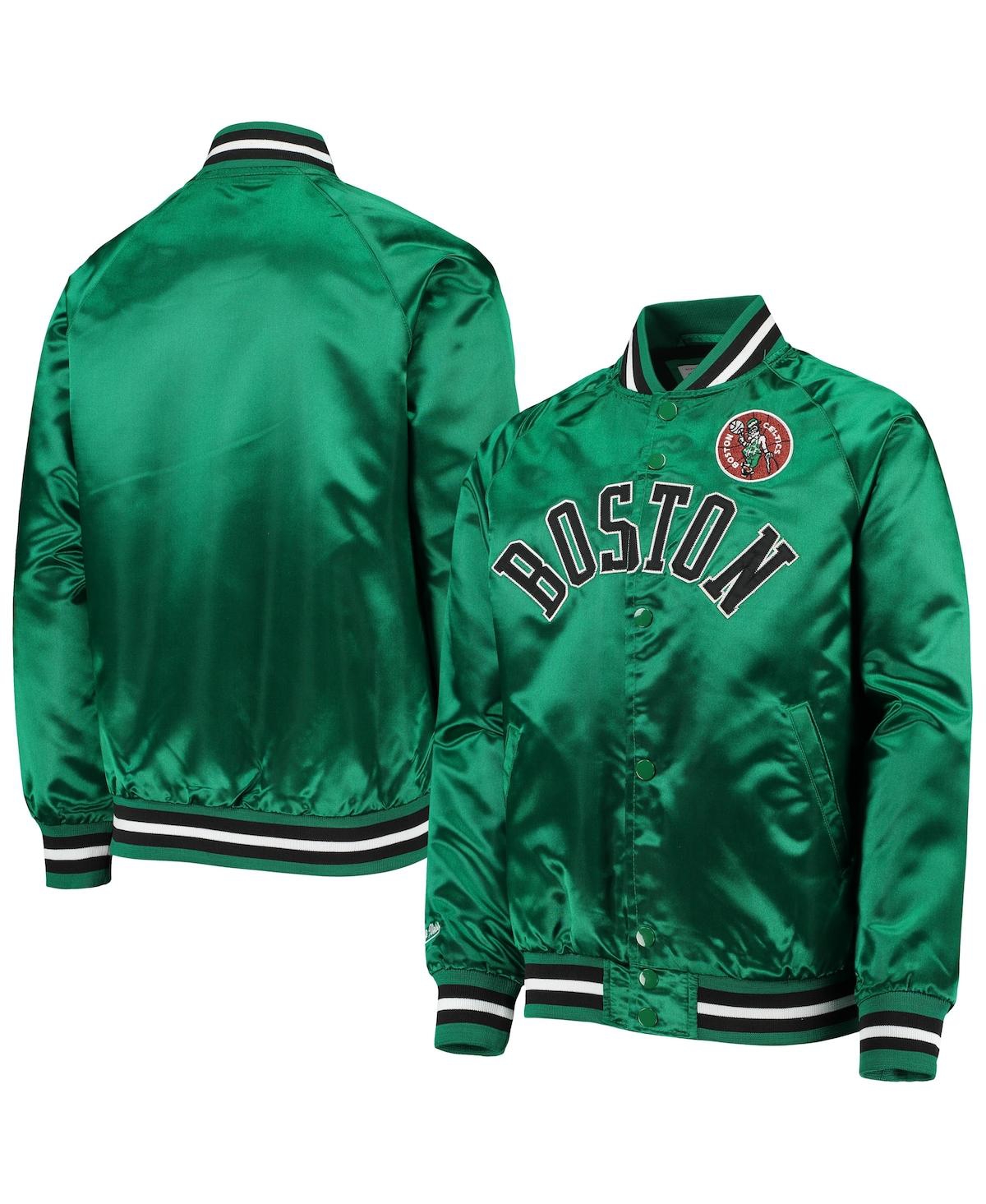 Mitchell & Ness Big Boys  Kelly Green Boston Celtics Hardwood Classics Satin Raglan Full-snap Jacket In Kelly Green