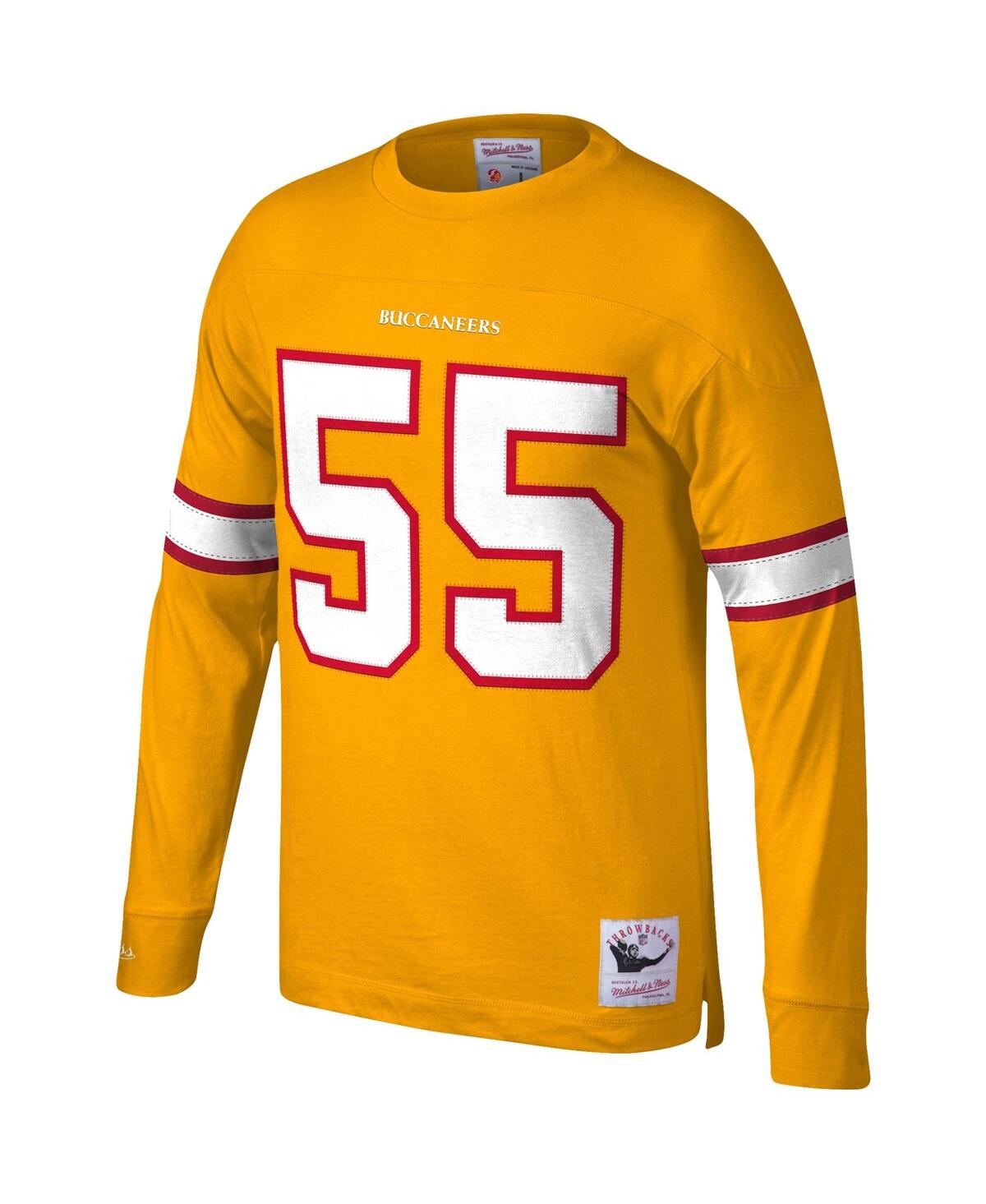 Men's Mitchell & Ness Derrick BrooksTampa Bay Buccaneers Throwback Retired Player Name and Number Long Sleeve Top - Orange
