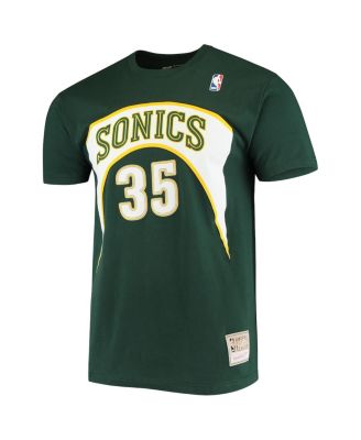 Men's Kevin Durant Green Seattle SuperSonics Hardwood Classics Stitch Name and Number T-shirt