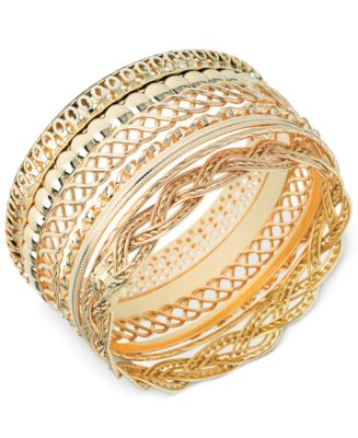 GUESS Textured Bangle Bracelet Set - Macy's