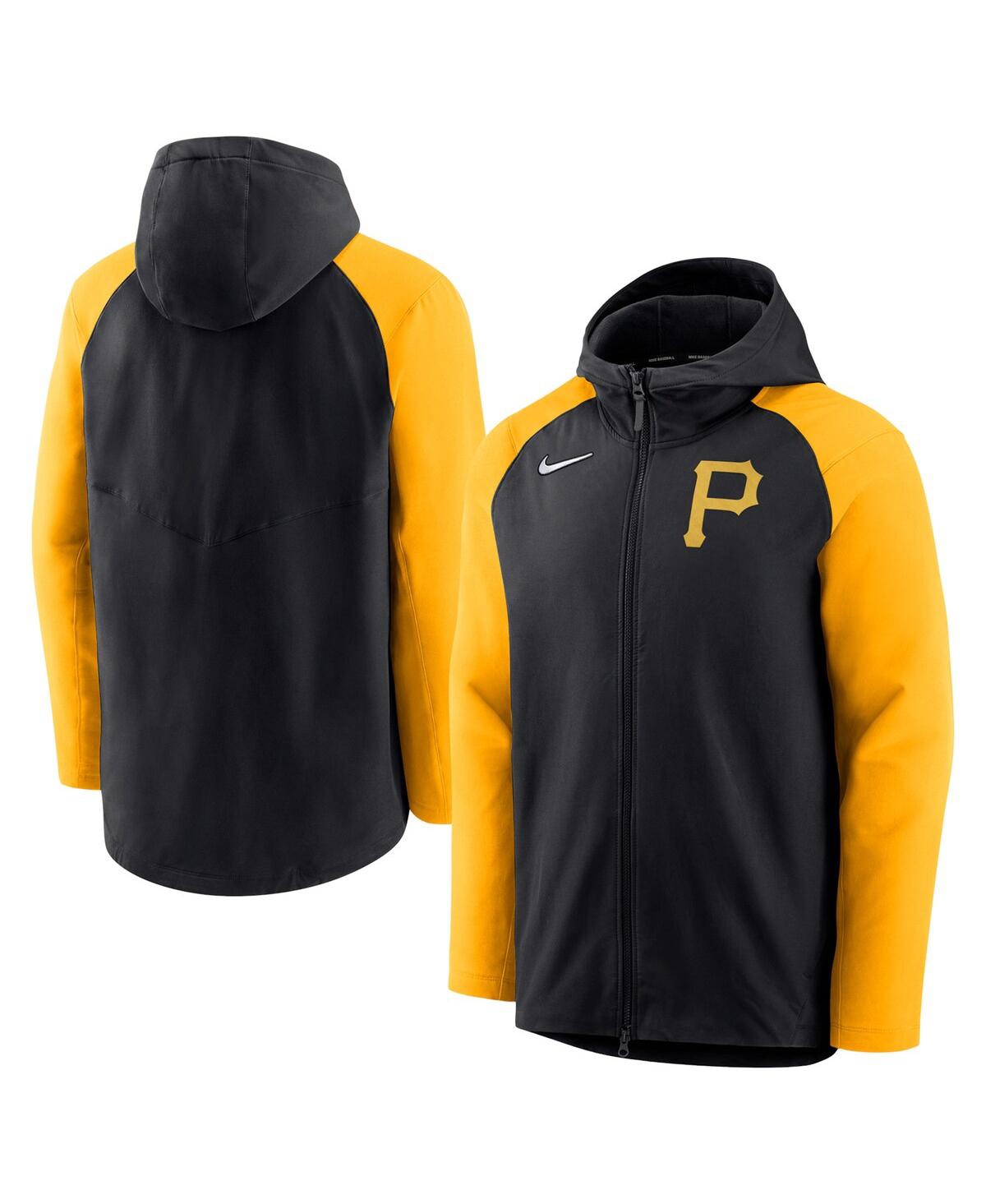Shop Nike Men's  Black, Gold Pittsburgh Pirates Authentic Collection Performance Raglan Full-zip Hoodie In Black,gold