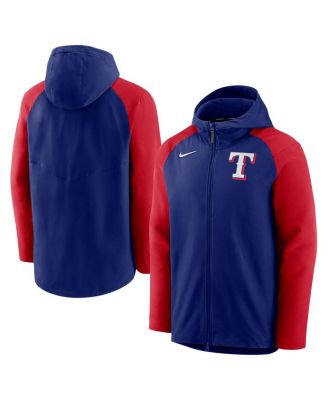 Men's Royal, Red Texas Rangers Authentic Collection Performance Raglan Full-Zip Hoodie