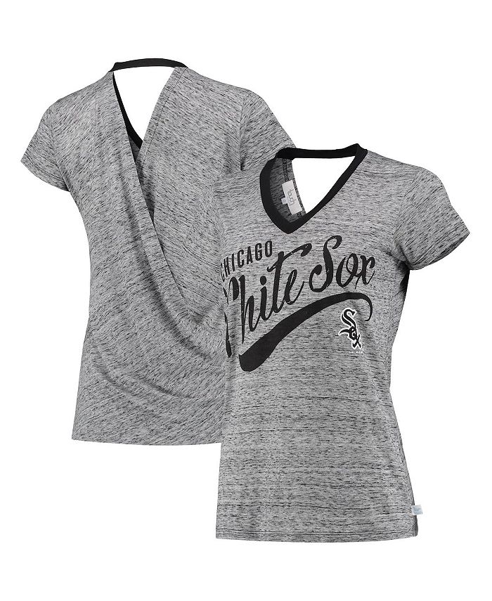 Women's Touch Black Chicago White Sox Hail Mary V-Neck Back Wrap T-Shirt