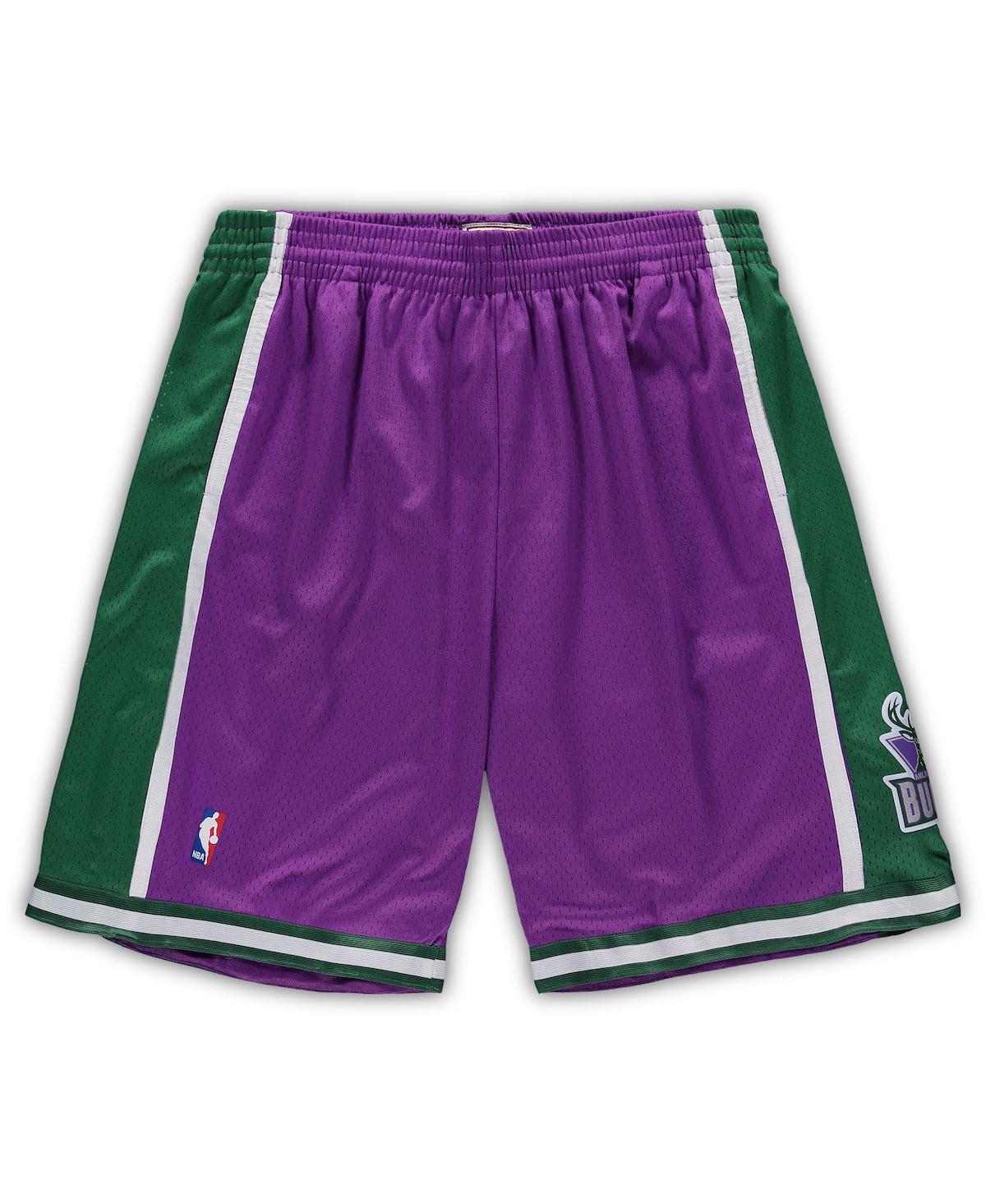 Men's Mitchell & Ness Purple Milwaukee Bucks Big and Tall Hardwood Classics Team Swingman Shorts - Purple