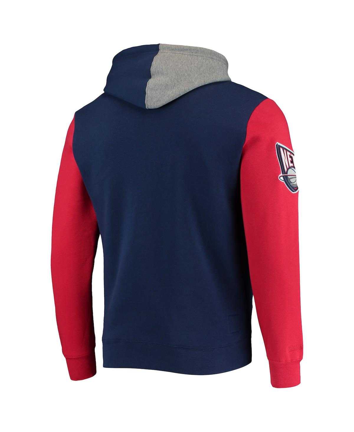 Mitchell & Ness Men's  Navy New Jersey Nets Hardwood Classics Colorblock Pullover Hoodie In Navy