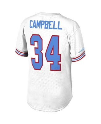 Men's Earl Campbell White Houston Oilers Retired Player Name and Number Mesh Top