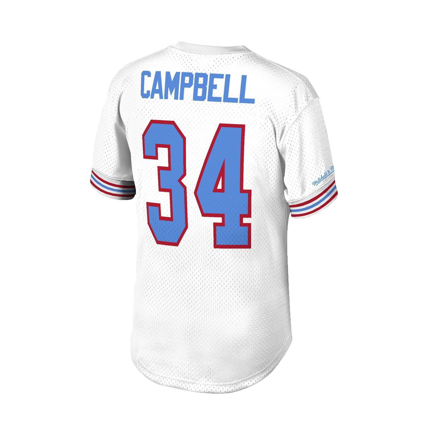 Мужской топ Mitchell & Ness Earl Campbell White Houston Oilers Retired Player Name and Number Mesh — фото 4