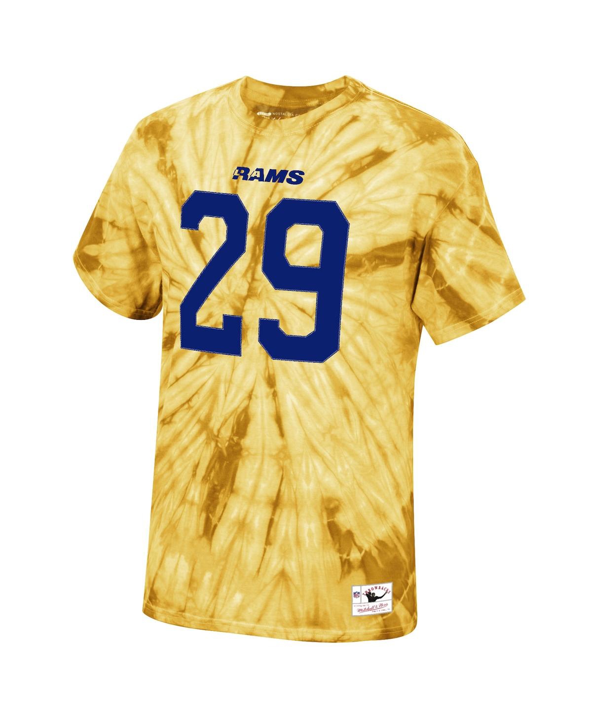 Shop Mitchell & Ness Men's  Eric Dickerson Gold Los Angeles Rams Tie-dye Retired Player Name And Number T-