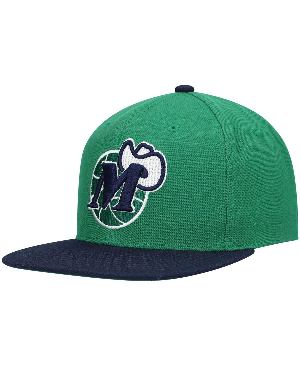 Mitchell & Ness Men's  Green, Navy Dallas Mavericks Hardwood Classics Team Two-tone 2.0 Snapback Hat In Green,navy