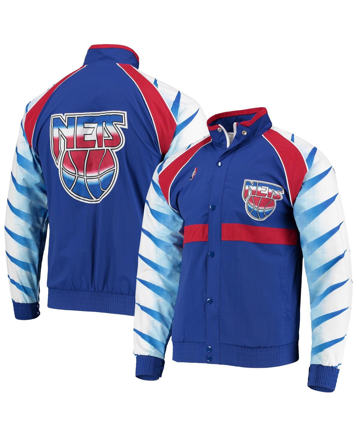 Mitchell & Ness Men's  Blue New Jersey Nets Hardwood Classics Authentic Warm-up Raglan Full-zip Jacke In Blue