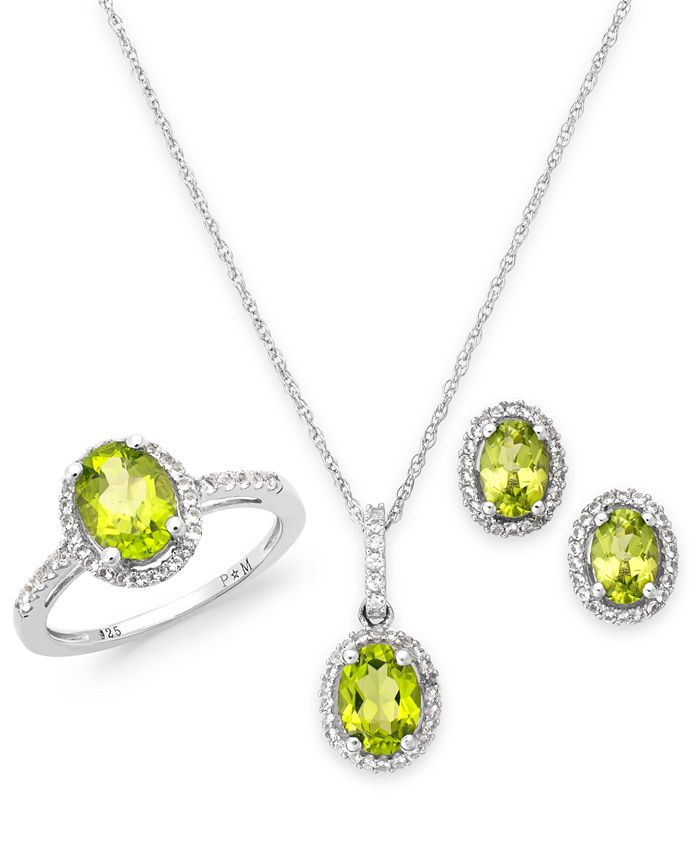 Macy's Peridot and White Topaz Jewelry Set in Sterling Silver (5-1/2 ct ...