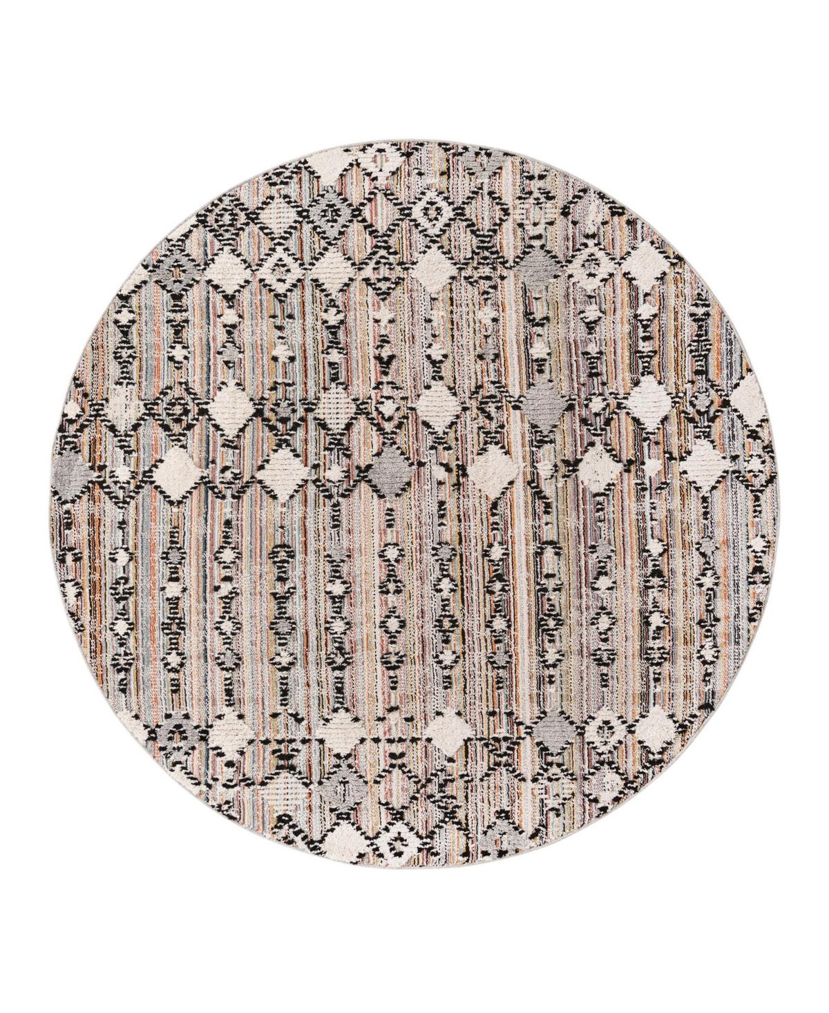 Bayshore Home High-low Pile Upland Upl02 7' X 7' Round Area Rug In Rust,multi