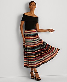 Petite Blanket-Stripe Motif Tiered Skirt 