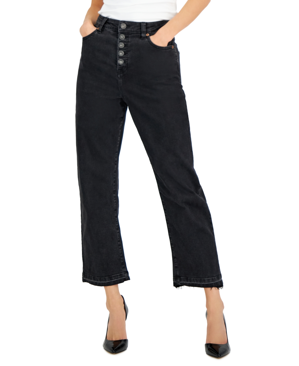  Inc International Concepts Women's High-Rise Button-Fly Straight-Leg Jeans, Created for Macy's