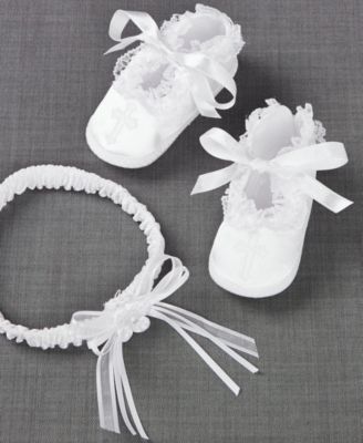 Lauren Madison - Baby Girls' Headband & Shoes Christening Set