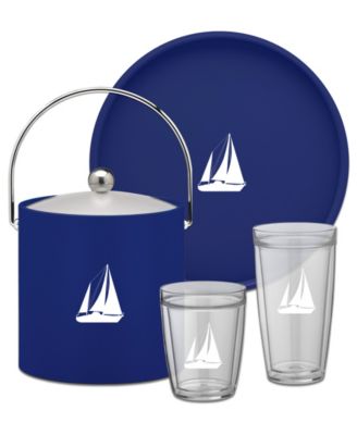 Pastimes 14 Oz Double Old Fashioned Short Drinking Sailboat Glass, Set of 4