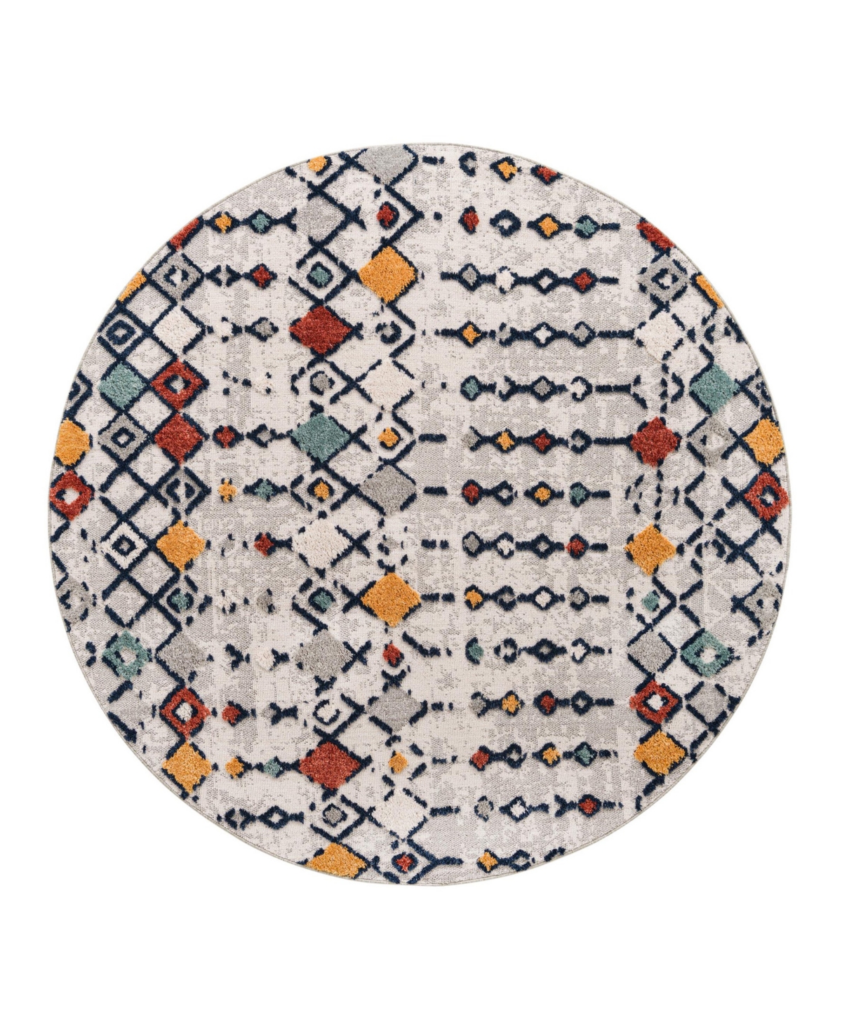 Bayshore Home High-low Pile Upland Upl02 7' X 7' Round Area Rug In Multi