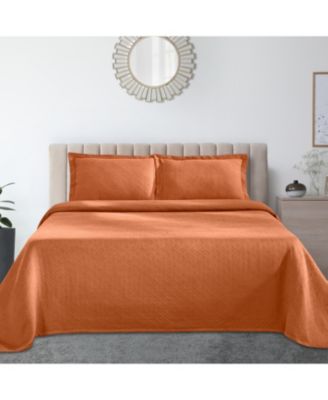 100% Cotton Basketweave Matelasse All-Season 3-piece Coverlet Set, Full