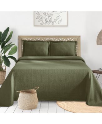 100% Cotton Fleur De Lis Medallion All-Season 3-Piece Coverlet Set, King