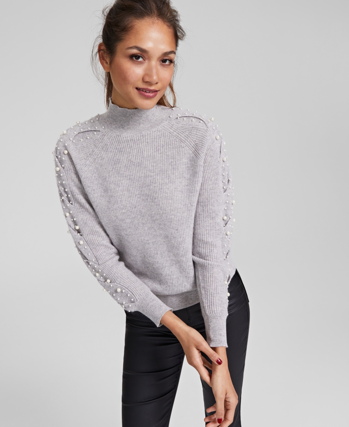 Charter Club Women's 100 Cashmere Embellished Sweater, Created For