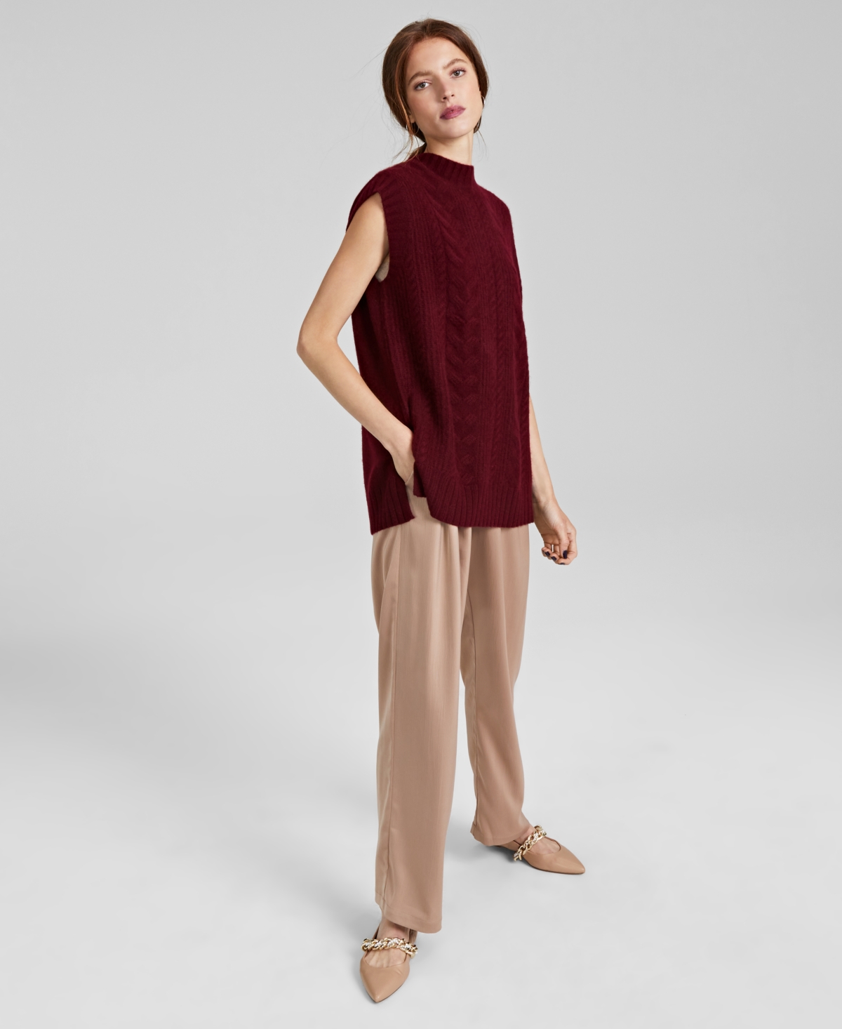 Charter Club Women's 100% Cashmere Cable-Knit Tunic, Created for Macy's