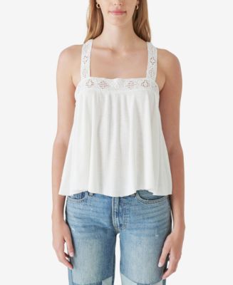 Lucky Brand Women's Printed Lace-Trim Tank Top - Macy's