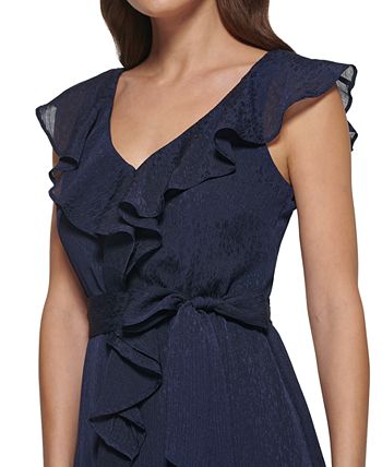 dkny ruffled midi dress