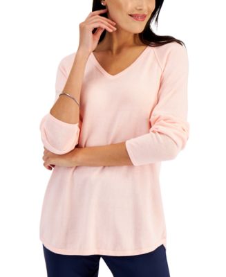 Karen Scott Women's Cotton V-Neck Sweater, Created for Macy's - Macy's