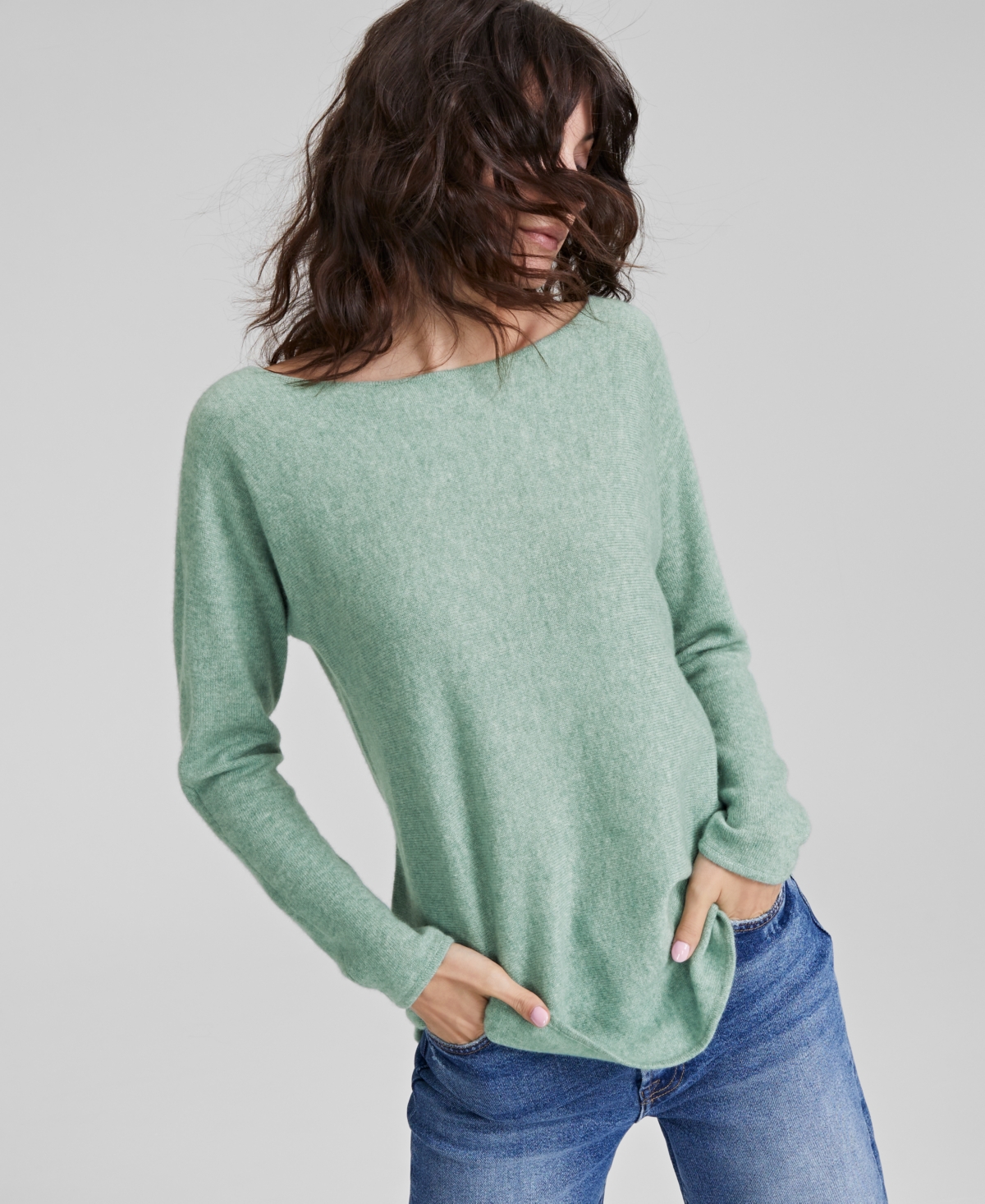 Shirttail cashmere sweater top