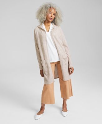 Petite's 100% Cashmere Open-Front Hoodie