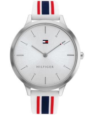 tommy hilfiger watch women's white silicone strap