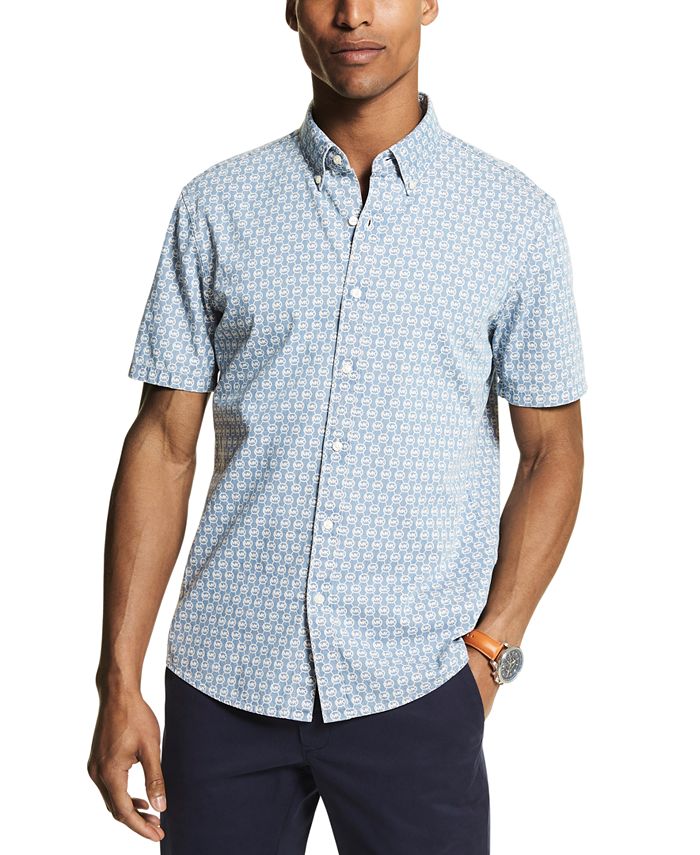 Michael Kors Men's Slim-Fit Logo Short-Sleeve Button-Down Shirt ...