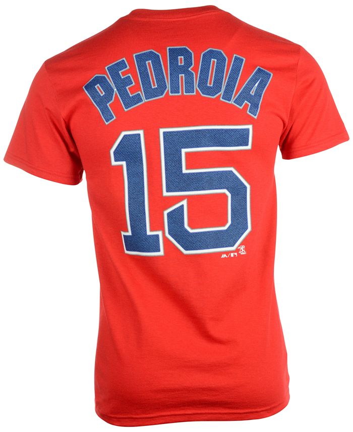 Men's Boston Red Sox Dustin Pedroia Majestic Navy Official Name and Number  T-Shirt