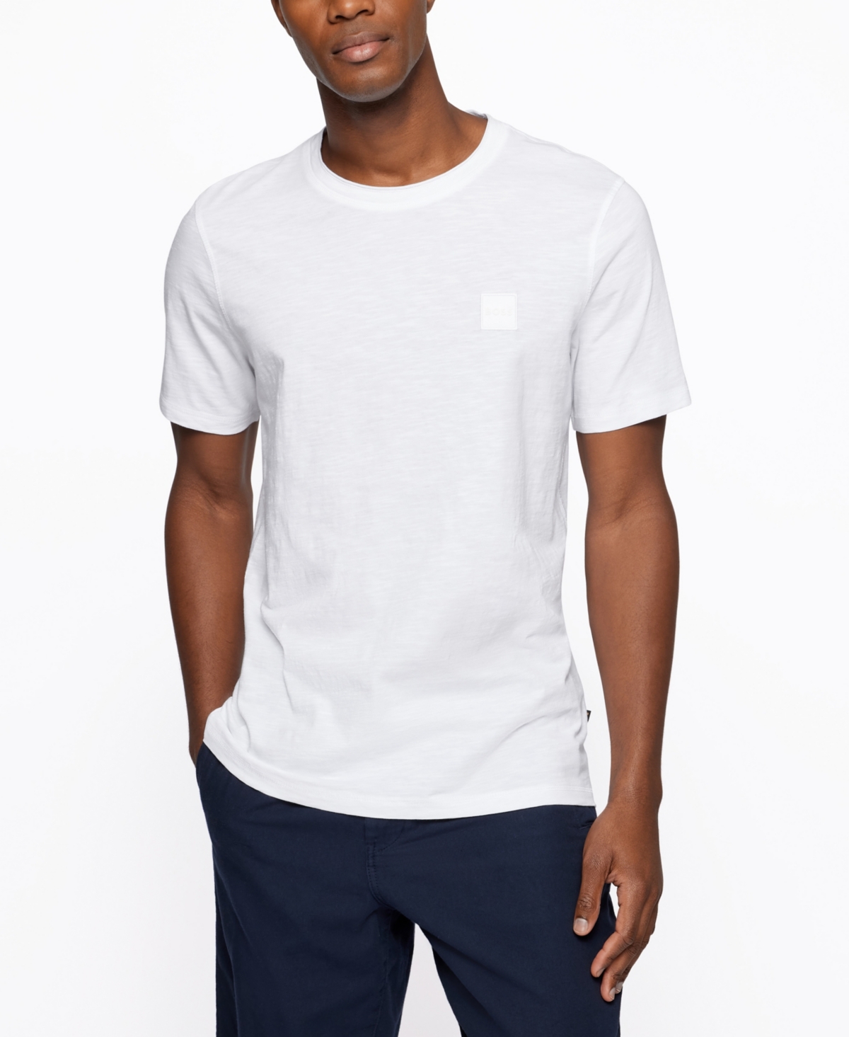 Hugo Boss Boss Men's Slub-cotton-jersey T-shirt In White | ModeSens