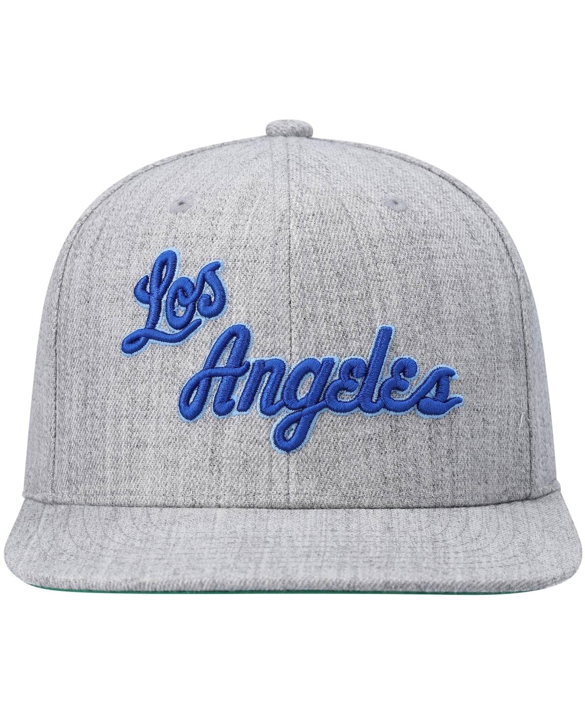 Mitchell & Ness Men's  Heathered Gray Los Angeles Lakers Hardwood Classics Team 2.0 Snapback Hat In Heathered Gray
