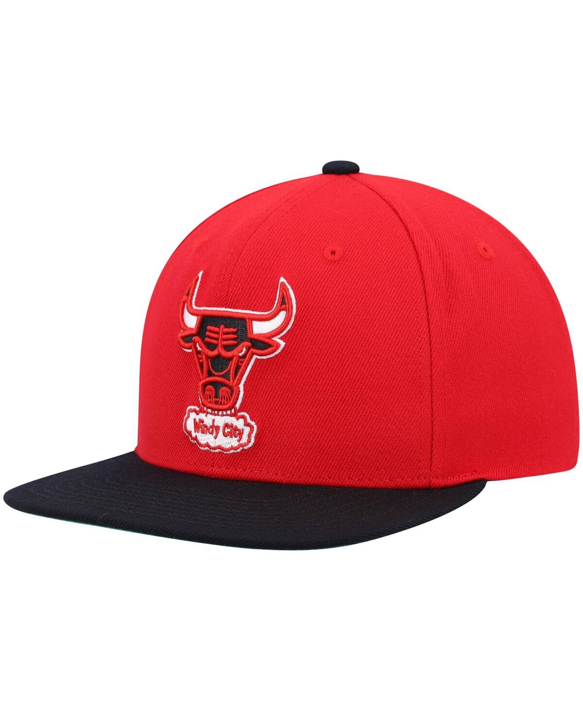 Mitchell & Ness Men's  Red And Black Chicago Bulls Hardwood Classics Team Two-tone 2.0 Snapback Hat In Red,black