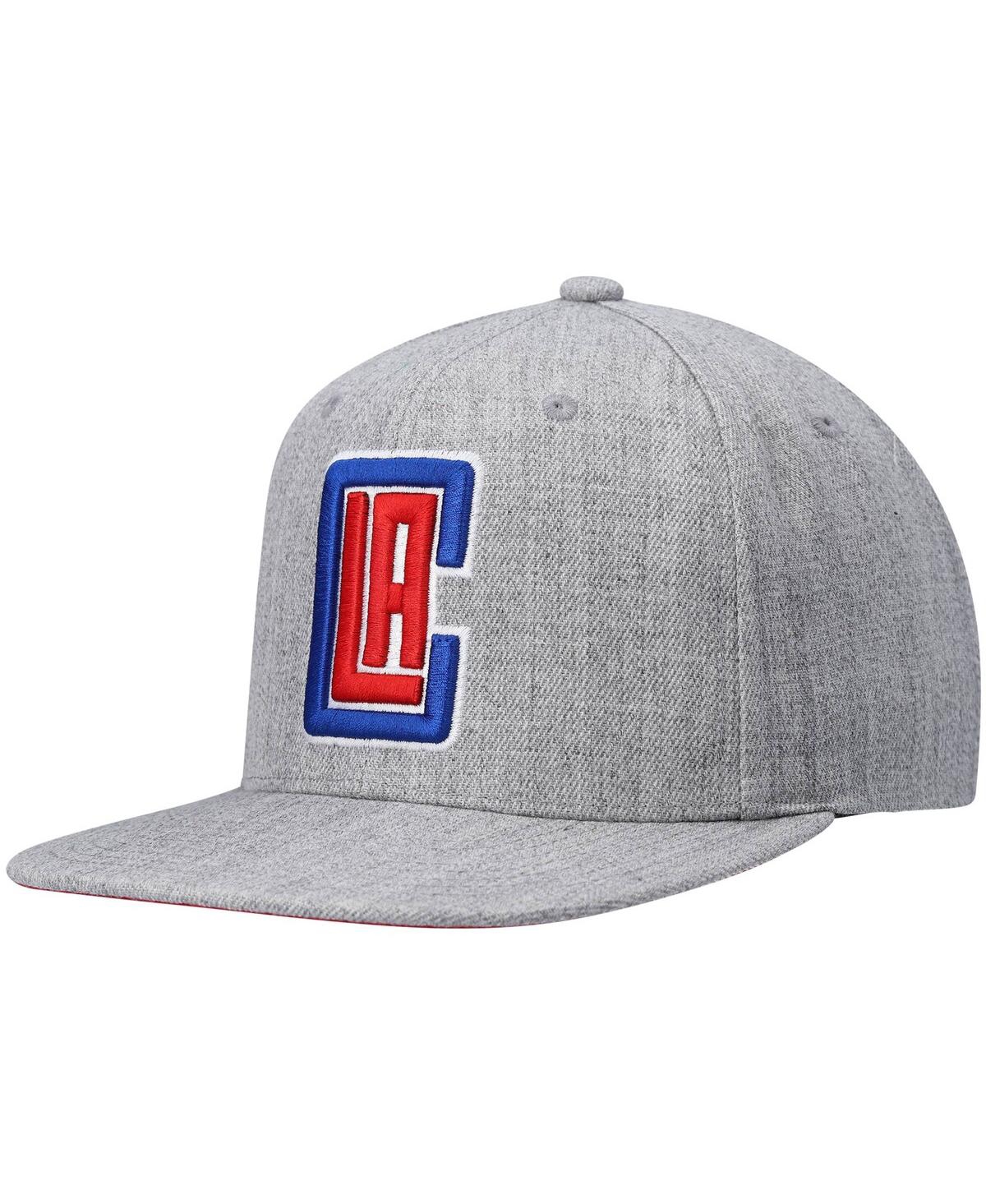 Mitchell & Ness Men's  Heather Gray La Clippers Redline Snapback Hat In Heathered Gray