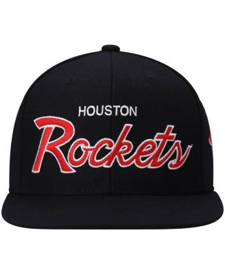 Men's Black Houston Rockets Hardwood Classics Script 2.0 Snapback Hat