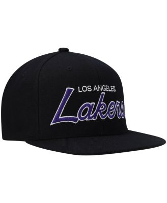 Men's Black Los Angeles Lakers Hardwood Classics Script 2.0 Snapback Hat