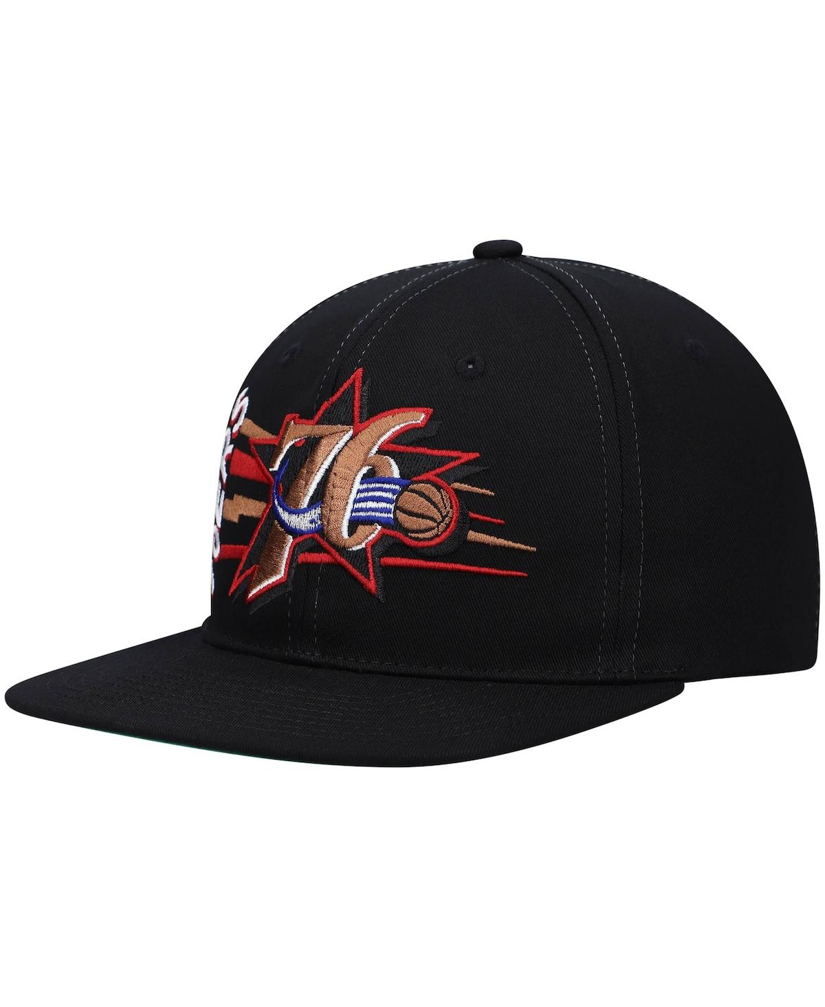 Mitchell & Ness Men's  Black Philadelphia 76ers Hardwood Classics Retro Bolt Deadstock Snapback Hat In Black