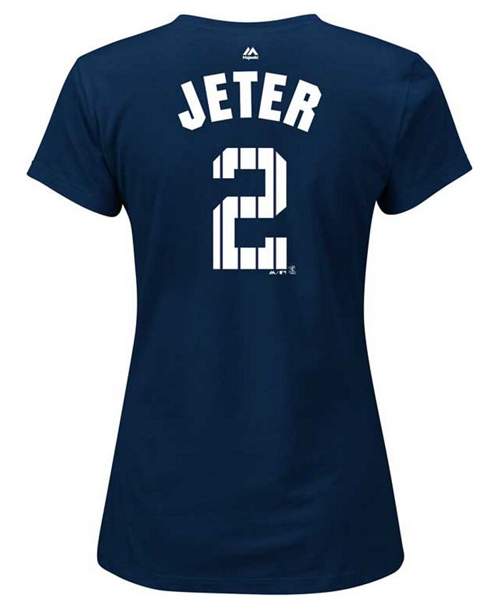 Majestic Women's Short-Sleeve Derek Jeter Patch Pinstripe T-Shirt - Macy's